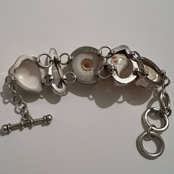 Charles Albert Heavy .950 Sterling Silver Multi-Shell Bracelet - Picture 2 of 3